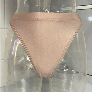 Vintage 90s High Waist Spandex 1/2 Leotard Light Tan S NWOT